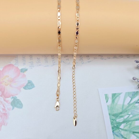 Rose Gold Flat Geometric Link Necklace for Women - 45+5cm Adjustable, XPNL0057 - Picture 8 of 12